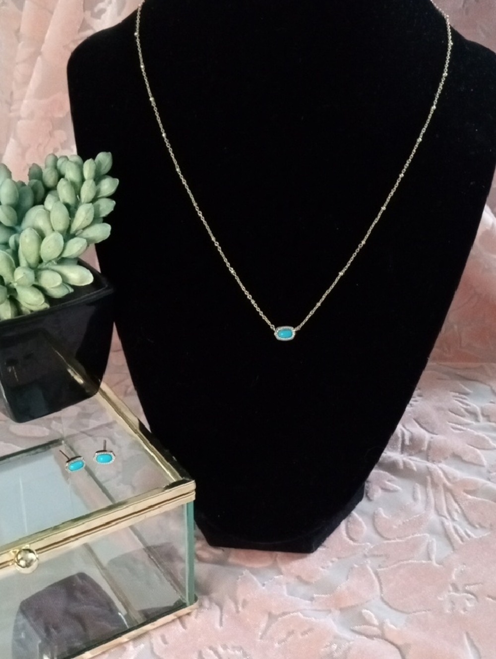 Kendra Scott Mini Elisa Satellite Pendant & Matching Ellie Earrings Turquoise